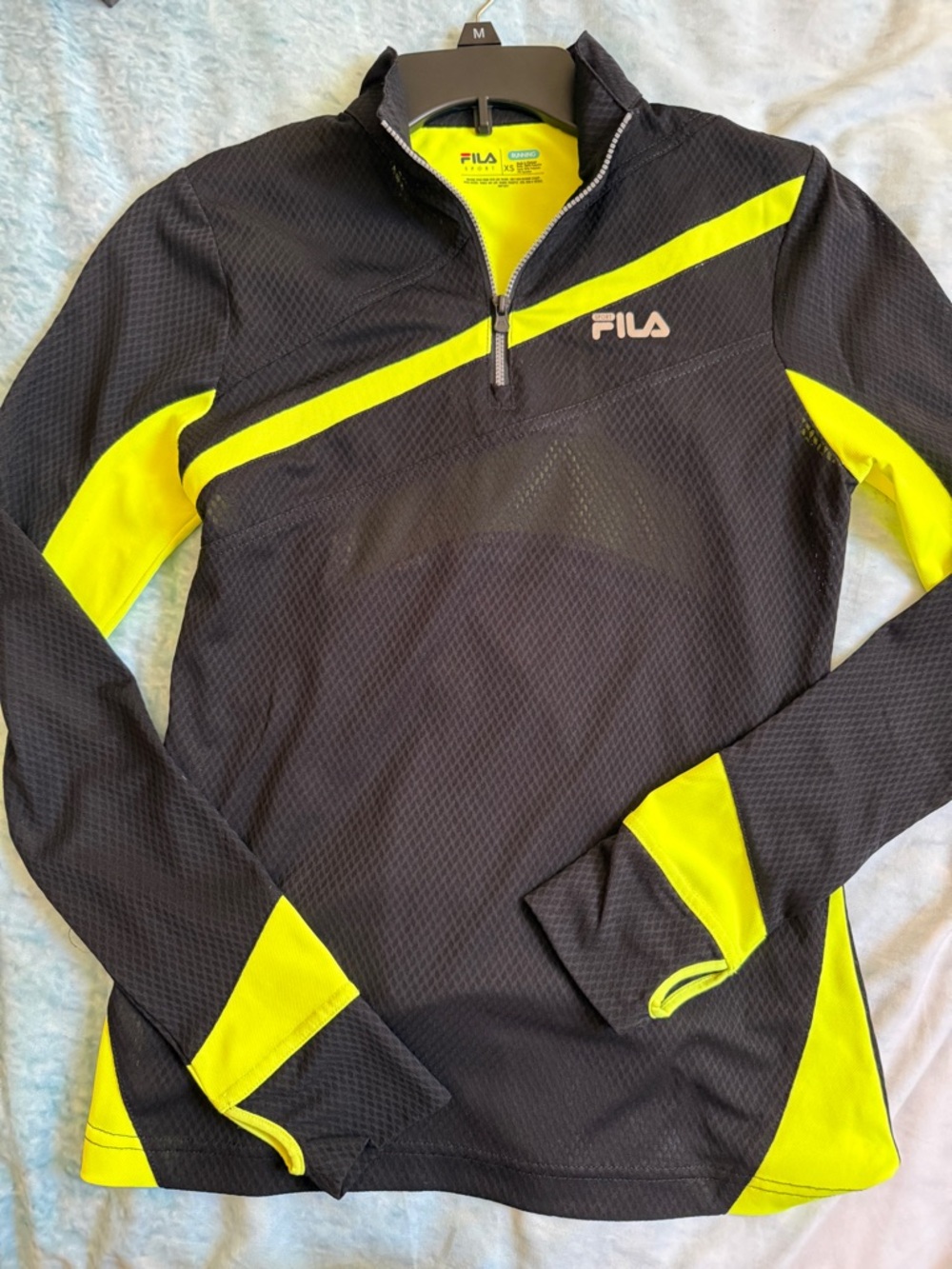 NWT Women’s FILA Black & Neon Yellow Women’s Quarter-Zip Athletic Top XS